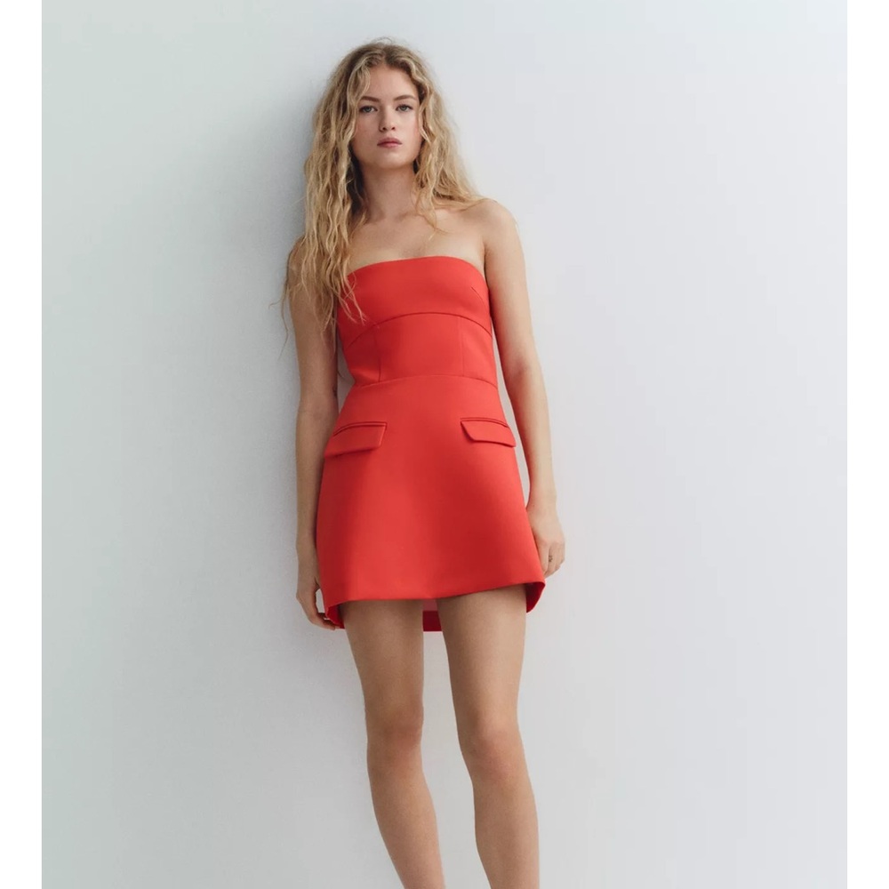 Zara strapless lapel dress